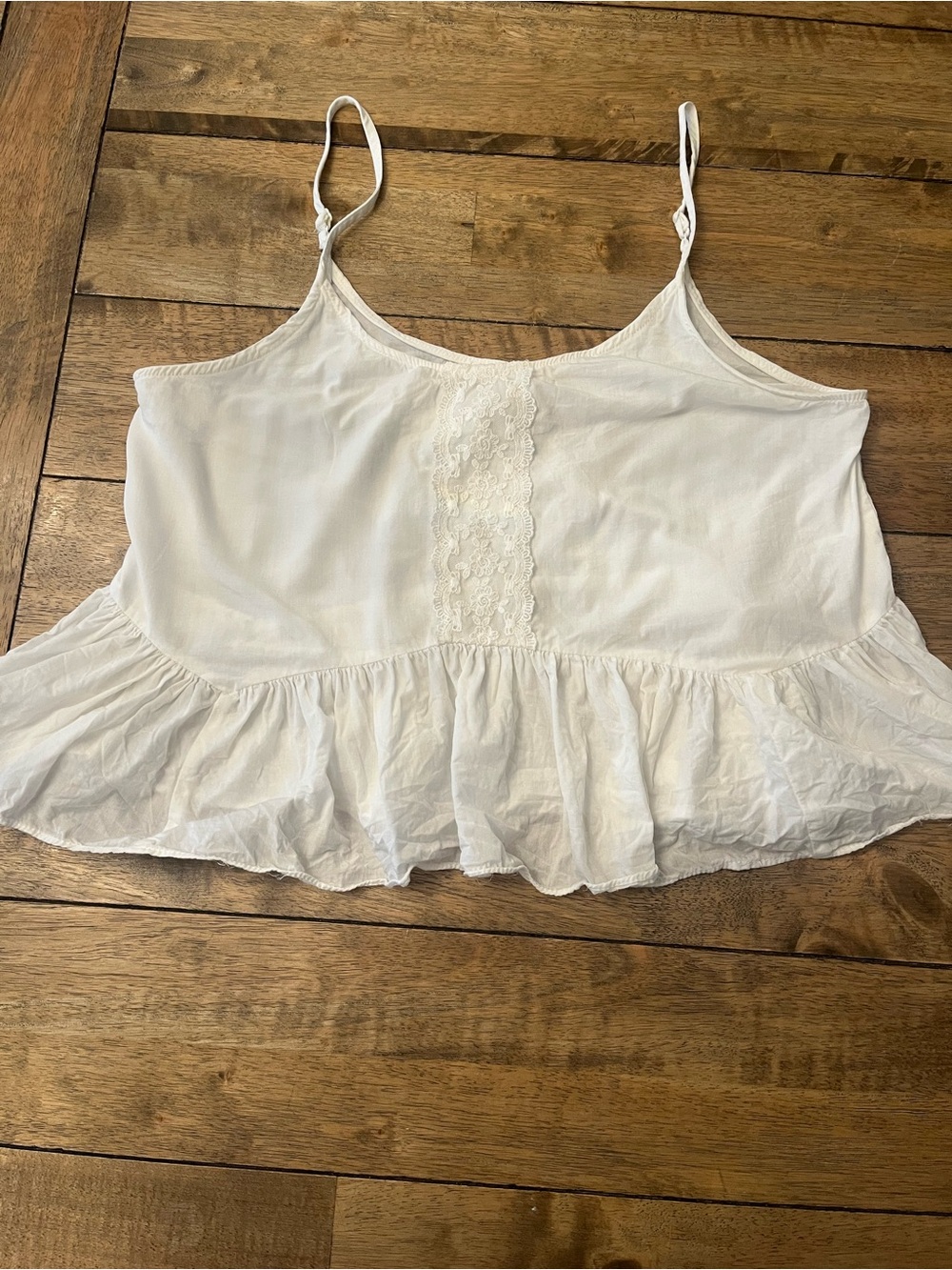 Forever 21 White Lace-Trim Ruffle Top size Medium